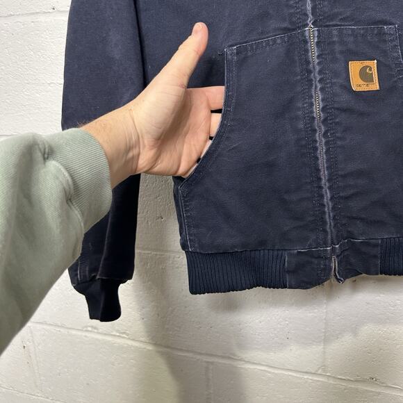 Y2K Carhartt Hooded Sandstone Active Jacket “Midnight Blue” - Picture 4 of 9